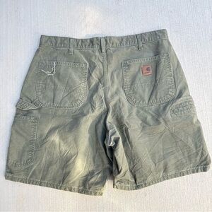 Carhartt B144 ARG Army Green Canvas Carpenter Shorts - Size 38 Mens Lightweight